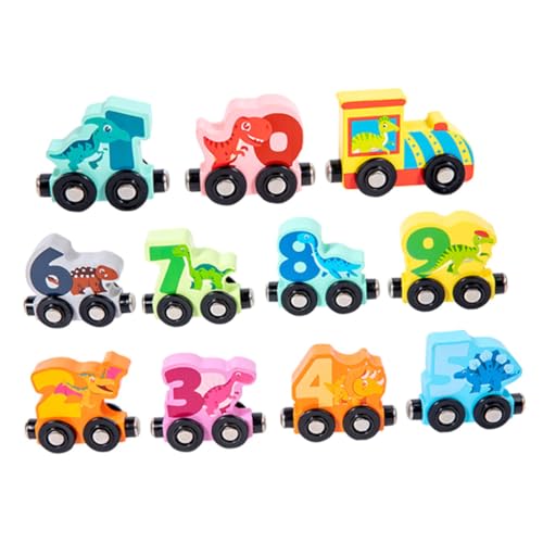 Toyvian Holzspielzeug Dinosaurier Zug Set für Kleinkinder Stabiles Langlebiges Holzmaterial Fördert Hand Auge Koordination Kreativität und Logisches Kompakt und Tragbar Pädagogisches von Toyvian