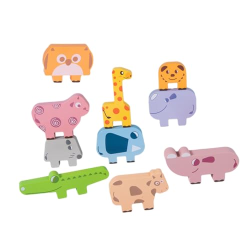Toyvian Holzspielzeug Tier Stapelturm Montessori Stapelspiel mit Cartoonförmigen Bausteinen Sicheres Motorikspielzeug für Feinmotorik Frühpädagogik für Kleinkinder von Toyvian