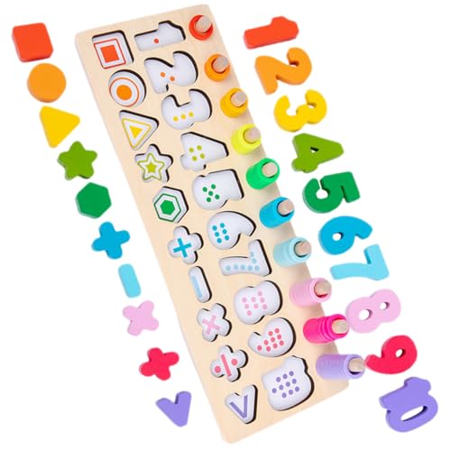 Toyvian Holzspielzeug Zahlen Formen Sortierpuzzle für Kleinkinder Ab Jahr Pädagogisches Lernspielzeug Denkvermögen Beobachtung und Feinmotorik Buntes Montessori Holzset von Toyvian