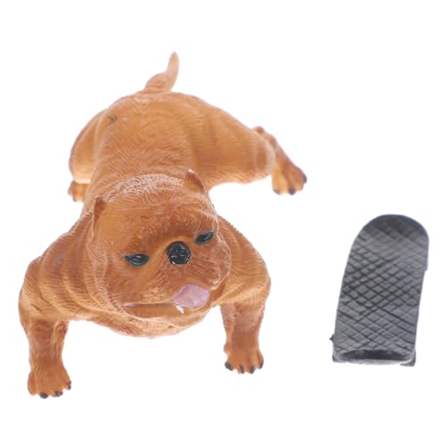 Toyvian Hundemodell Gefälschte Hundekuchendeckel Realistische Welpenstatue Hundefiguren Aus Kunststoff Nutztiermodell Hundefigur Mit Skateboard Kind Spielzeug Plastik Kleiner Hund von Toyvian