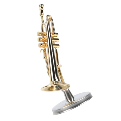 Toyvian Instrumentenmodell Kupfer Trompetenmodell Metall Trompeten Dekoration Modell Trompete für Puppenhaus Metallisch Puppenhaus Mini-Trompete modern kleine Trompete Mini-Musikinstrument von Toyvian