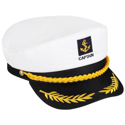 Toyvian Kapitän Hut Halloween Kostüm - Weiß Marine Marine Yacht Hut Einstellbare Matrosen Kostüm Kappe für Halloween Cosplay Party Zubehör von Toyvian