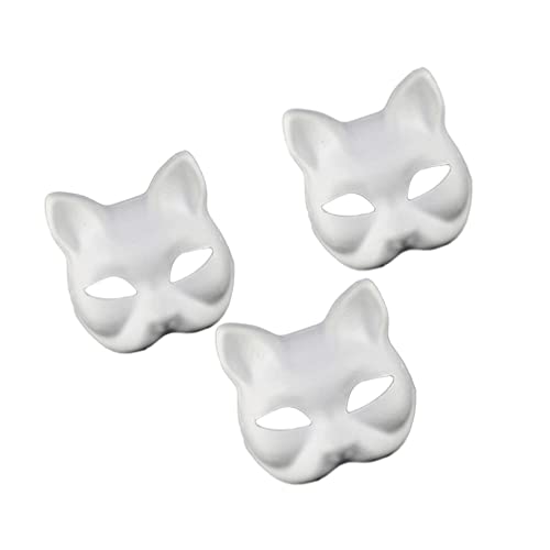 Toyvian Katzenmasken 3 Stück Weiße Bemalbare Masken Leere DIY- Masken Tier- Anziehmasken für Maskerade Halloween Cosplay- Kostüm von Toyvian