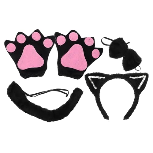 Toyvian Katzenohren Haarreif mit Plüschschwanz und Schwarzen Handschuhen Cosplay Katzenkostüm Zubehör für Halloween Karneval und Party Verstellbares Komfortables Tierkostüm Accessoire Toyvian Katzenohren Haarreif mit Plüschschwanz und Schwarzen Handschuhen Cosplay Katzenkostüm Zubehör für Halloween Karneval und Party Verstellbares Komfortables Tierkostüm Accessoire von Toyvian