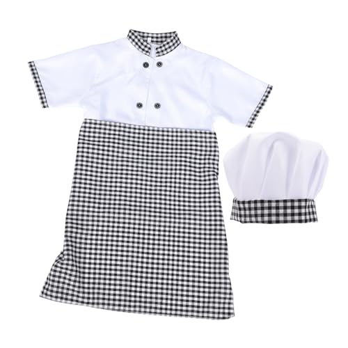 Toyvian Kinderkoch Kostüm Teiliges mit Kurzärmliger Bluse Kochmütze und Schürze Unisex Küchenoutfit aus Atmungsaktivem Baumwollstoff für Rollenspiele und Partys von Toyvian