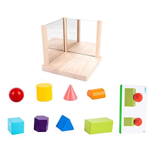 Toyvian Spiegelbausteine ​​Spielzeugsteine ​​für Kinder Pädagogisches Montessori Kinder Geometrie Spiegel Bausteine Spielzeug Holzbildfüller von Toyvian