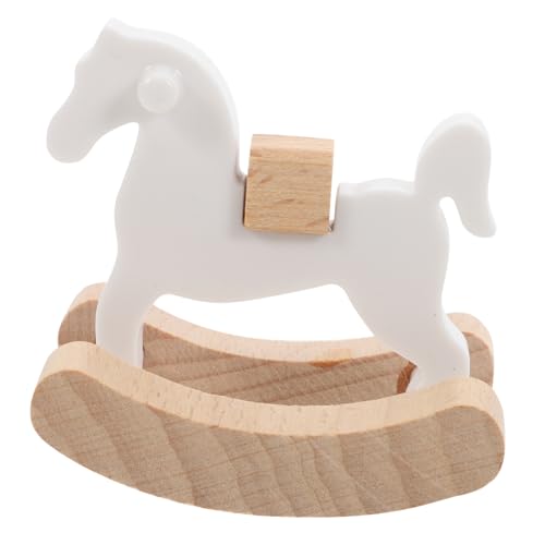 Toyvian Kleines Holz Pferd Puppenhaus Zubehör Miniatur Puppenhaus Möbel Mini Haus Schaukelpferd Puppenhaus Stuhl Modell Möbel und Zubehör Figuren Holz Weiß von Toyvian