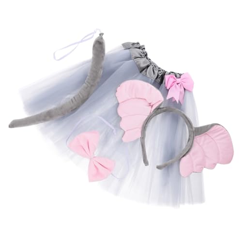 Toyvian Kostüm Set mit Flauschigem Ohr Stirnband Schleife und Grauem Tüllrock Hautfreundlich Bequem für Halloween Karneval Geburtstagsfeiern und Rollenspiele von Toyvian