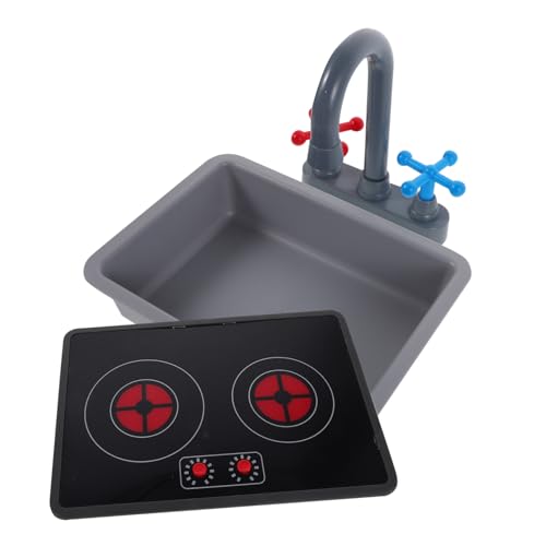 Toyvian Küchenspielzeug Set mit Realistischem Wasserhahn Induktionsherd und Licht Sound Effekten Vielseitige Kinderküchen Zubehör für Jungen und Mädchen Fördert Feinmotorik und Soziales von Toyvian