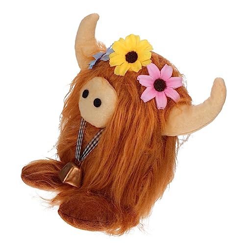 Toyvian Kuscheltier Kuh Plüschfigur Flauschiges Hochlandrind Deko für Weiches Stofftier Tischdekoration für Auto Spaß Braunes Design von Toyvian