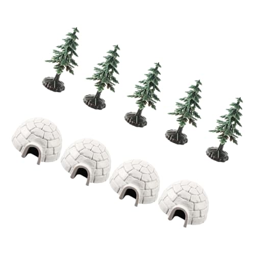 Toyvian Lebensechte Mini Igloo und Weihnachtsbaum Figuren Teiliges Arktisches Wintermodell Kit für Detailreiche Deko und Lernspielzeug für Tischdekoration und Kreative Bastelprojekte von Toyvian