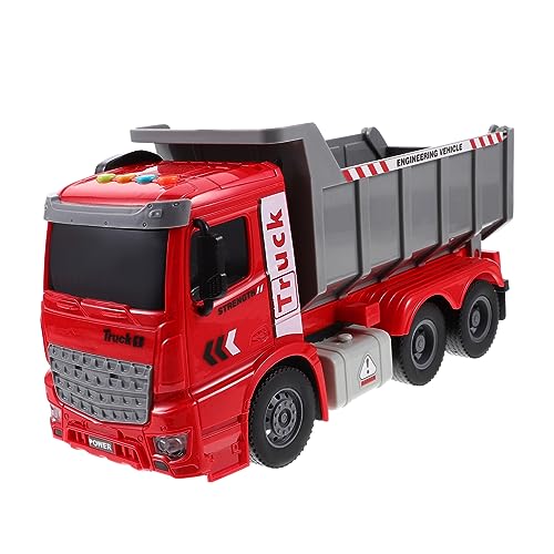 Toyvian Lernspielzeug Baustellenfahrzeug mit Licht und Musik Roter Inertialer Muldenkipper Robustes Kinderbaustellenauto Fördert Motorik und Eltern Junge Mädchen Interaktion von Toyvian
