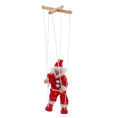 Toyvian Lustige Holz Marionette Weihnachtsmann String Puppet aus Natürlichem Holz und Handgefertigt Pädagogisches für Weihnachtsdeko und Familienaktivität von Toyvian