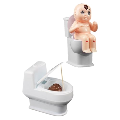 Toyvian Lustiges Squirt-Toilettenspielzeug 2-Teiliges Squirt-Toilettenspielzeug Mit 3D-Poop-Lift-Sitz Zum Sprühen Von Wasser Wasserspritz-Streichspielzeug Urkomischer Witzbold Geschenk von Toyvian