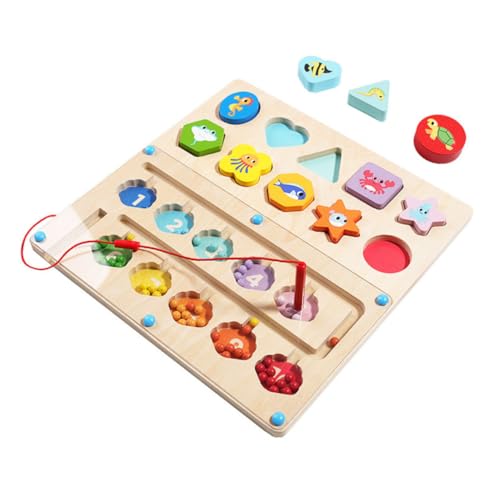 Toyvian Magnetisches Holzspielzeug Meeresthema mit Farb Labyrinth Feinmotorik Training und Kognitiver Vielseitiges Lernspiel für Vorschulkinder Sicher und Nachhaltig Gestaltet von Toyvian