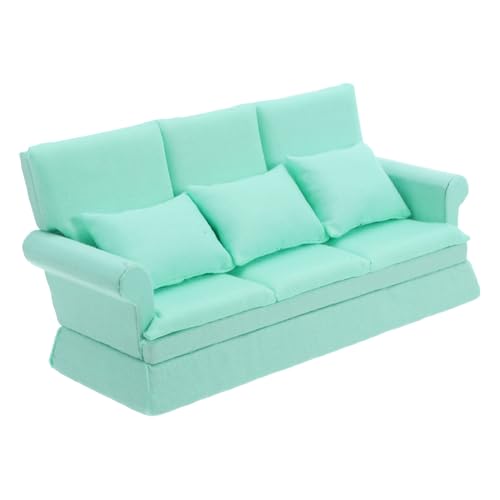 Toyvian Maßstab Mini Couch mit Kissen Langlebig und Realistisch für Puppenhaus Wohnzimmer Dekoration und Kreative DIY Projekte Wasserblau von Toyvian