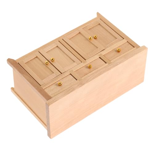 Toyvian Maßstab Unbemaltes Aufbewahrungs Möbelstück Robustes Holz Vielseitig für Wohnzimmer und Küche Kreatives Spielzubehör von Toyvian