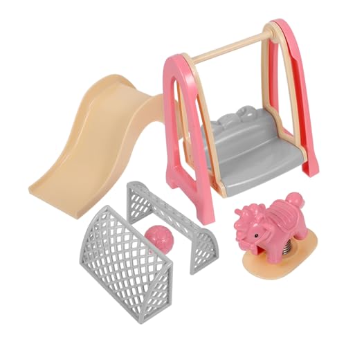 Toyvian Micro Scene Ornaments Puppenstubenzubehör Spielplatz mit Schaukel Rutsche Schaukelpferd Fußballtor Miniaturmodell für Puppenhaus DIY Kindermöbel Zubehör von Toyvian