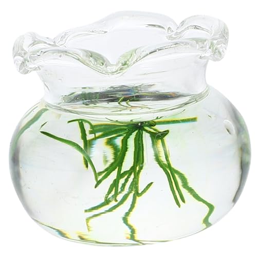 Toyvian Mikro-Landschaftsglas-Aquarium Kleiner Fischtank künstlich Wasser Luftpumpe für Aquarien Hai wohnungseinrichtung Home Decoration Miniatur-Handwerk Kleine Fischschüssel Harz Yellow von Toyvian