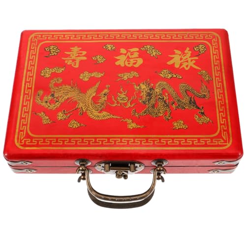 Toyvian Mini-Aufbewahrungskoffer Für Chinesisches Mahjong Mahjong-Fliesen-Aufbewahrungsbox Tragbarer Mahjong-Aufbewahrungsbehälter Aus Holz Leere Traditionelle Schatzkiste von Toyvian