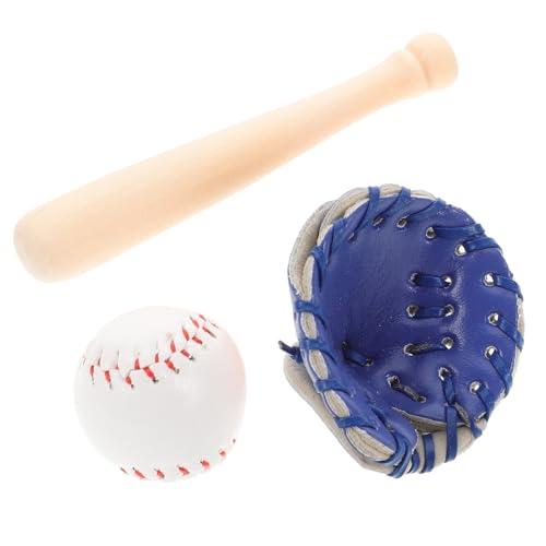 Toyvian Mini Baseball Set mit PU Handschuh und Holzschläger Langlebiges Puppenhaus Baseball Zubehör für Spiel und Lernzwecke Teiliges Outdoor Sport Accessoire von Toyvian