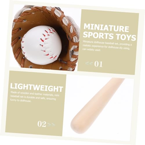 Toyvian Mini Baseball aus Leder und Holz Miniatur Sportschläger für Puppenhaus Dekoration Detailreich und Praktisch Geeignet für Regale und Schreibtisch Leicht und Platzsparend von Toyvian