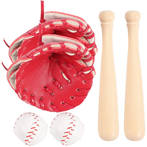 Toyvian Mini-Baseballschläger- : Sport-Baseballs Tortenaufsatz Miniaturen Puppenhaus-Dekorationen DIY-Zubehör – Dekorativer Kleiner Baseballhandschuh Und Schläger-Bausatz von Toyvian