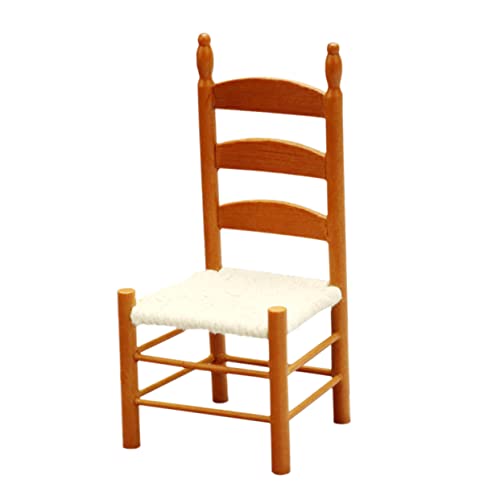 Toyvian Mini-Baumwoll Seiden Stuhl Stühle Miniaturmodell Mini-hausverzierung Vintage-Handwerk Miniaturmöbel Puppenmöbel Stuhlmodell Mini-möbelmodell Layout-Requisite Light Brown Birke von Toyvian