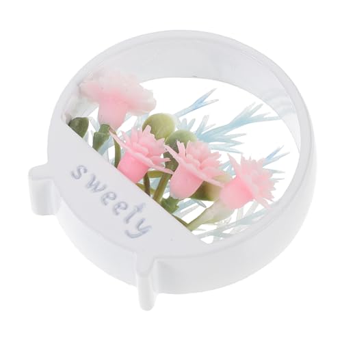 Toyvian Mini-Blumenkorb Mini Dollhouse Miniatur winziges Puppe blumengesteck blumenarrangement Dollhouse zubehör mini blumentöpfe Bonsai-Blumentopf Mini-Topfpflanze Eisen Weiß von Toyvian