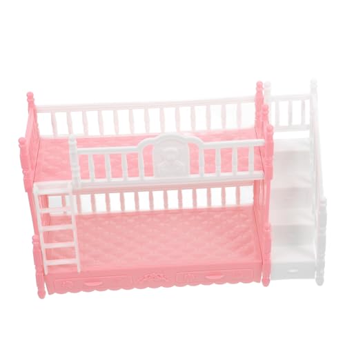 Toyvian Mini -Etagenbettmodell Kind Mini-Möbelstütze Miniatur-Puppenhauszubehör klein Puppenhausmöbel Koje Puppenhaus-Etagenbett- Miniatur-Puppen-Etagenbett Miniaturmöbel Abs Rosa von Toyvian