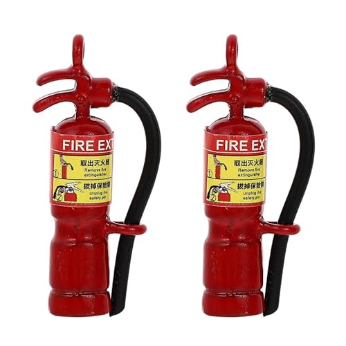 Toyvian Mini-Feuerlöscher-Figur, Puppenhaus-Feuerlöscher, DIY-Puppenhaus-Ornamente, Aufkleber, Camping-Zubehör, Miniatur-Puppenhaus-Zubehör, Auto-Feuerwehrmann-Schild, Legierung, 2 Stück von Toyvian