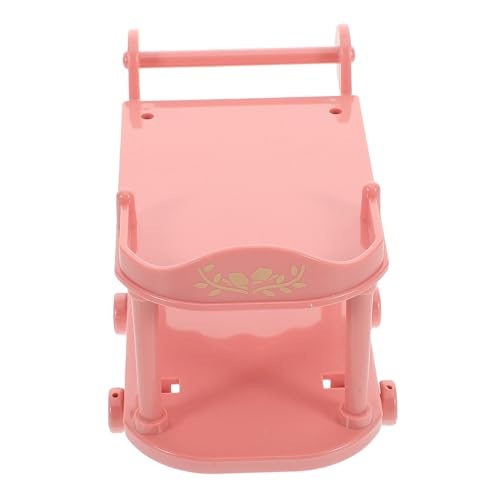 Toyvian Mini Food Truck Barbecue Puppenhaus Kleine Ornamente Statue Schrank Puppenhaus Puppenzubehör Cartoon Statue Kleiner Wagen Puppenhaus Zubehör Kunststoff Rosa von Toyvian