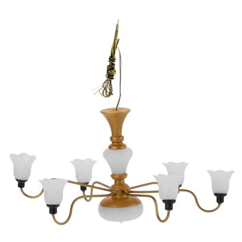 Toyvian Miniatur Deckenlampe für Puppenhaus Vintage Hängelampe Metall Kaffeefarbe Dekoration für Kleiner Wohnzimmer Multifunktionale von Toyvian