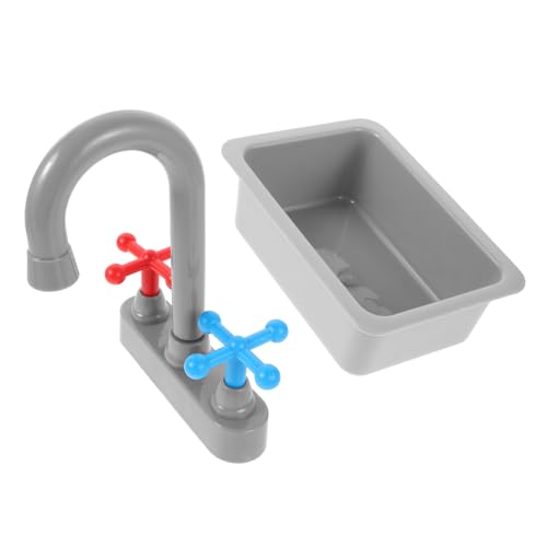 Toyvian Mini Küchenwaschbecken mit Realistischem Wasserhahn Kindersicheres Spielzeugzubehör Leicht Montierbar Fördert Kreatives Rollenspiel und Spielerisches Lernen von Toyvian