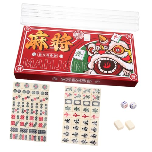 Toyvian Mini Mahjong Set Tragbar Chinesisches Reise Mahjong Spiel mit Klaren Spielsteinen Kompakt und Leicht für Zuhause Party und Freizeit Fördert Geduld und Reaktionsfähigkeit von Toyvian