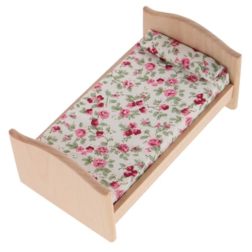 Toyvian Miniatur Puppenbett Für Puppenmöbel DIY Bett Für Junge Mädchen Dekoration Für Puppenhäuser Perfektes Für Miniaturspielzeug von Toyvian