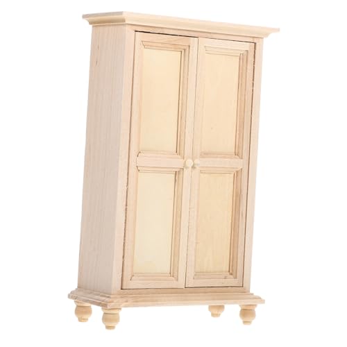 Toyvian Mini-Möbelschrank Miniaturmöbel Puppenschrank puppenhaus Schrank Puppengarderobe holzschrank puppenhauszubehör Miniaturkleiderschrank Mini-Hausschrank Mini-Hausbedarf hölzern Khaki von Toyvian