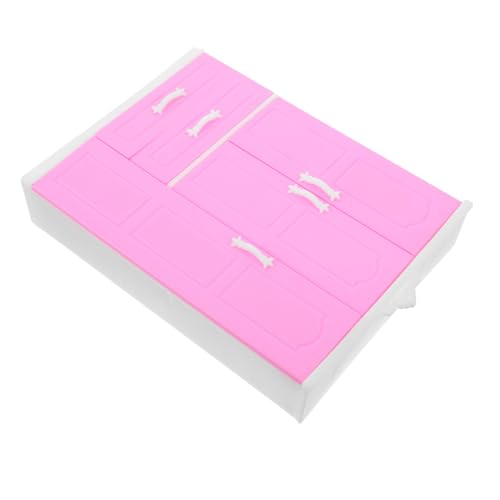 Toyvian Mini Princess Garderobe Puppenzubehör-Spielset Dollhouse -Schubladenschrank Puppenmöbel Miniatur Kleiderschrank Mini-Kleiderschrank Puppenhausschrank Schrank für Puppe Plastik Rosa von Toyvian
