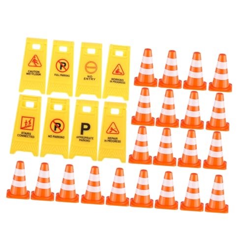 Toyvian Mini Verkehrsschilder Spielset für Bunte Abnehmbare Verkehrsleitkegel und Warnschilder aus Kunststoff Fördert Motorische Fähigkeiten Kreativität und Verkehrssicherheit Spielerisch von Toyvian