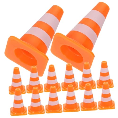 Toyvian 40 Stück Orangefarbene Miniatur-verkehrskegel Aus PVC – Fantasievolles Spielset Mit Verkehrszeichen Für Kinder von Toyvian