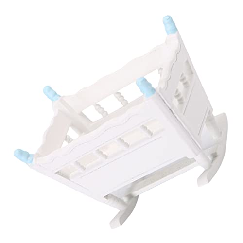 Toyvian Mini-Wiege Schaukelwiege Für Kleinkinder Puppenmöbel Mini-möbel Modell Der Puppenwiege Mini-puppenhausmöbel Mini Puppenhaus Puppenbett Puppenkrippe Blaues Pulver Holz Miniatur Baby von Toyvian