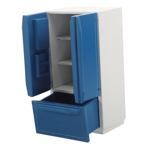Toyvian Miniatur Doppel Tür Kühlschrank aus Holz Stabiles Mini Kühlschrank Modell für Puppenhaus Realistische Küchenatmosphäre für Rollenspiele und Küchenzubehör von Toyvian