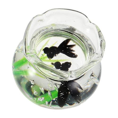 Toyvian Miniatur-Aquarium-Spielzeug Mit Harzfiguren Und Glasfischgläser Für Puppenhausdekoration Miniatur-landschaftsornamente Und Kreative Layouts von Toyvian