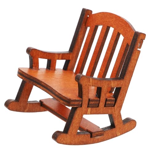 Toyvian Miniatur Holz Schaukelstuhl Modell Puppenhaus Möbel Ornament Fein Verarbeitet Naturfarbener Retro Stil Geeignet für Puppenhaus Wohnzimmer Dekoration und Tischverschönerung von Toyvian