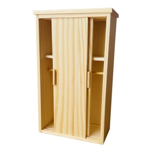 Toyvian Miniatur Holzkleiderschrank Vintage Design Robuster Miniatur Schrank Puppenhaus Schlafzimmermöbel Sammlerstück für Kreatives und Dekoration Hellgelb von Toyvian