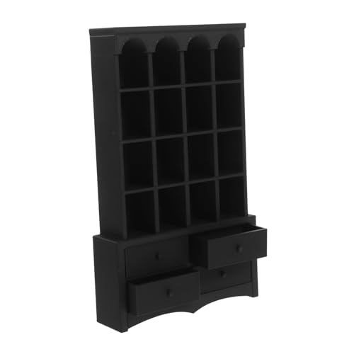 Toyvian Miniatur Holzregal für Puppenhaus Vintage Mini Bücherregal Kompaktes Aufbewahrungsset für Mini Möbel Schwarz Praktisch für Puppenhaus Dekoration und Bastelprojekte von Toyvian