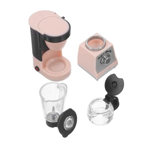 Toyvian Miniatur Kaffeemaschine und Blender Realistische Puppenhaus Küchenaccessoires Detailgetreues Küchengerät Rosa Mixer und Kaffeemaschine für Sammler von Toyvian