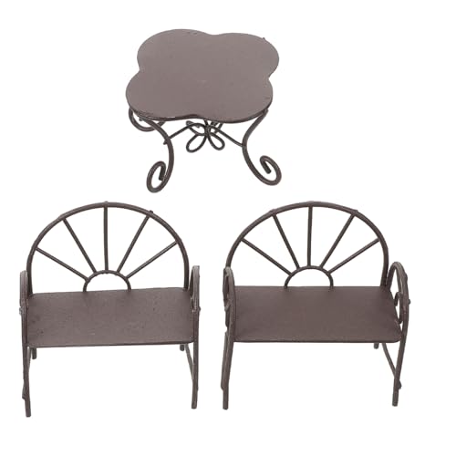 Toyvian Miniatur Möbel Vintage Stil Tisch Stühle Rustikales Kreative Miniatur Essgruppe für Puppenhaus Vielseitige Deko für Wohnzimmer Arbeitszimmer Sammler und DIY Projekte von Toyvian