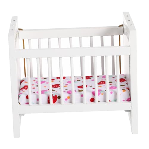 Toyvian Miniatur Puppenhaus Babybett Weiß Mini Möbel Kinderzimmer Dekor Handgefertigt Geschenkidee für Mini Haus Ausstattung von Toyvian