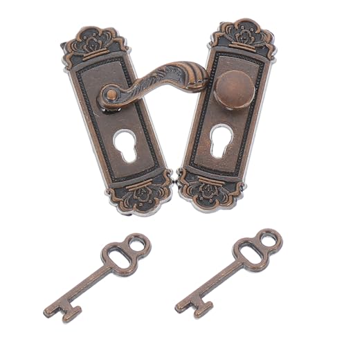 Toyvian Miniatur Retro Türschloss Modell mit Schlüsseln Puppenhaus Zubehör Kleine Dekorative für DIY Puppenmöbel Vielseitig Mikrodeko Geeignet von Toyvian